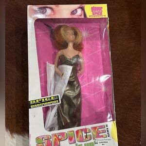 Vintage 1988 Galoob Spice Girls Ginger Spice Barbie Doll in Gold Dress